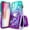 Aqua/Purple, variant on Nagebee Phone Case Compatible for iPhone XR with Tempered Glass Screen Protector, Sparkle Glitter Liquid Bling Diamond [Ring Holder & Wrist Strap] Women Girls Cute Case (Pink/Aqua)