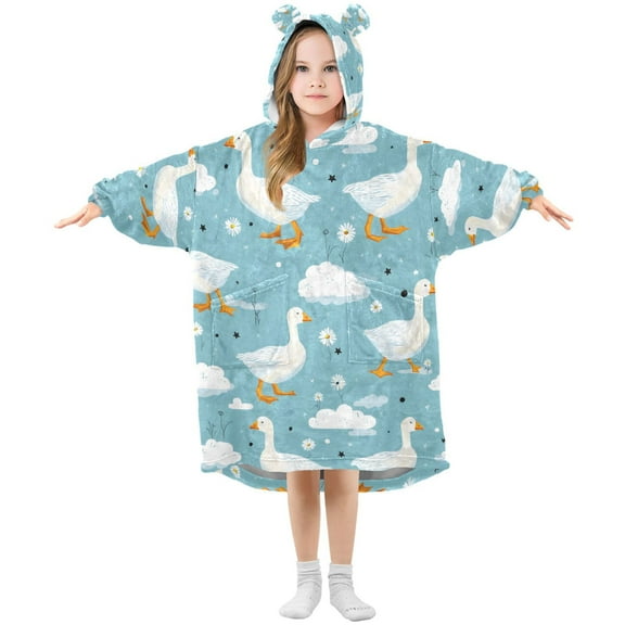 joogoo Wearable Blanket Hoodie for Duck Floral Oversized Sherpa Hooded 3-14 YR M