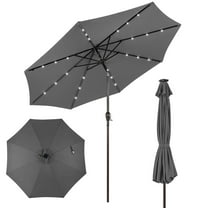 Costway 10FT Patio Solar Umbrella LED Patio Market Steel Tilt with Crank Outdoor Gray