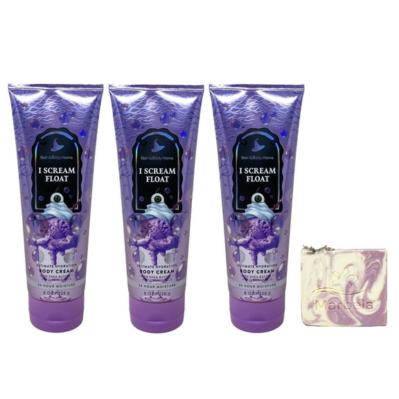 Bath & Body Works I Scream Float 3 Pack Body Cream Bundle with a Lavender Dream Bar Soap - Full Size