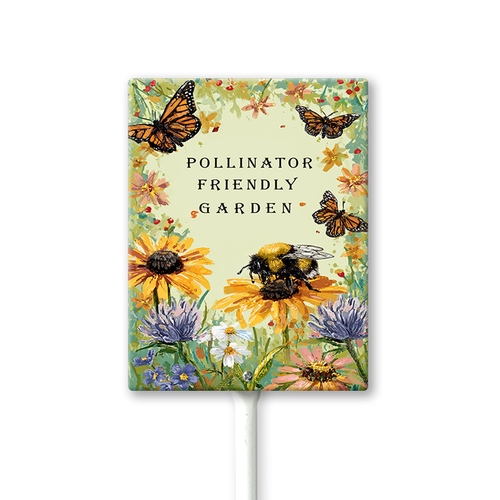 Eveokoki Pollinator Friendly Garden Sign with Metal Stake Outdoor Yard Sign Rustproof Aluminum Signs Fade Resistant Lawn Decoration 8x12inch