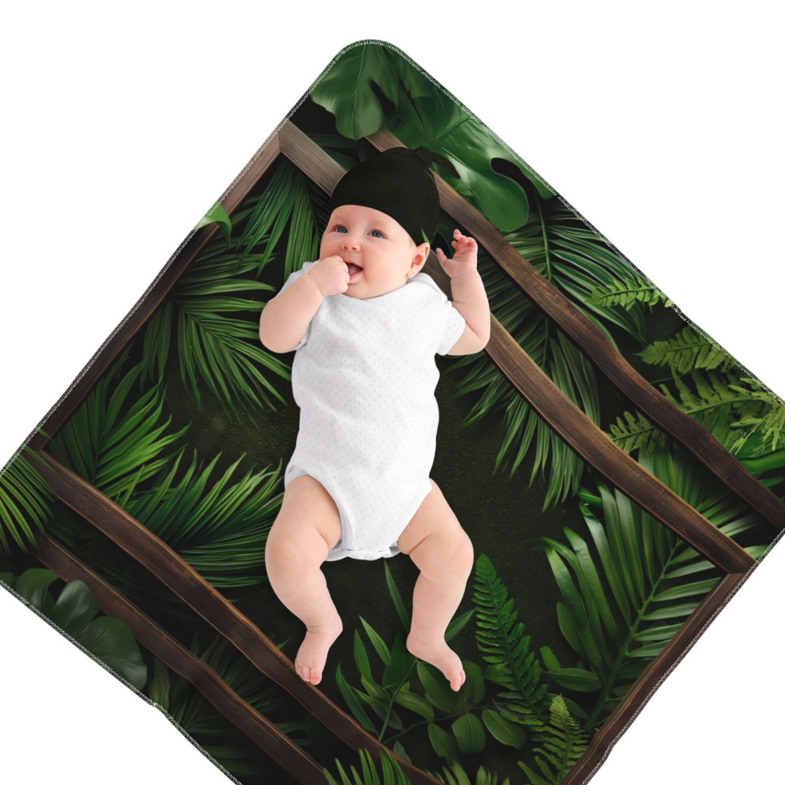 Picia Framed Greenery Wall Art for Baby Girl Newborn Receiving Blanket with Matching Headband and Beanie Set Baby Swaddle Floral Print Nursery Swaddle Wrap