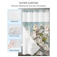 thumbnail image 2 of No Hook Cloth Fabric Shower Curtain with Snap in Liner, Vintage Flowers Waterproof Shower Curtains Set with See Through Top Window, White Country Lily Floral Plant Branch Bath Curtains Shower 36"x72", 2 of 6