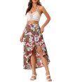 thumbnail image 2 of INSPIRE CHIC Women's Summer High Waist Asymmetrical Tropical Maxi Skirt Red XL, 2 of 5