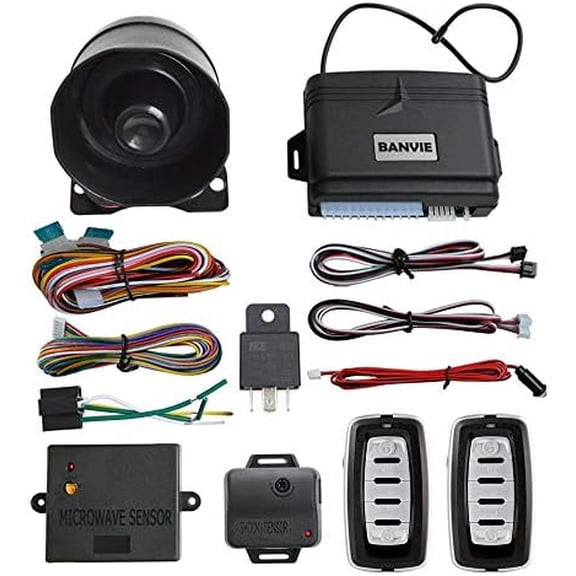 Car Alarm System, Security Antitheft Alarm Systems with Keyless Entry, with Microwave Sensor & Shock Sensor