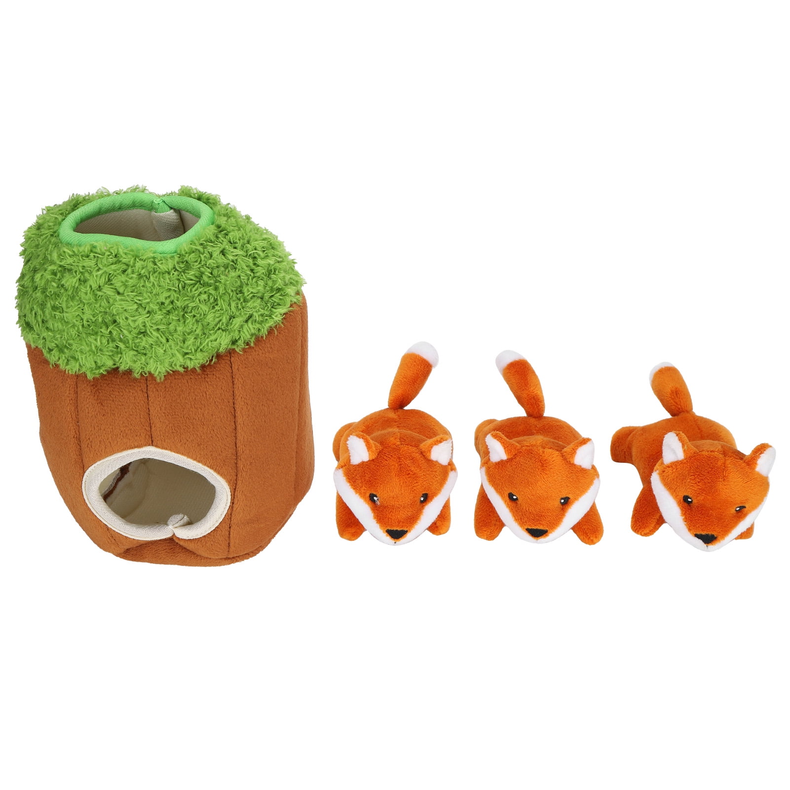 Suodoka Interactive Plush Squeak Tree Hole Dog Puzzle Toy, Hide and Seek Mental Stimulation Fox Toys for Dogs and Puppies, Durable and Soft Pet Supplies for Boredom Relief (8.27 in / 21.00 cm)