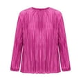 thumbnail image 5 of Bovemsi Women's Long Sleeve Tops Plus Size T Shirt 2025 Fall Crew Neck Pleated Pullover Loose Fit Long Sleeve Blouse, 5 of 7