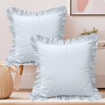 thumbnail image 5 of A set of two light blue pleated European style pillowcases, chic farmhouse European style pillowcases, retro super soft and breathable, suitable for bedrooms, 5 of 5