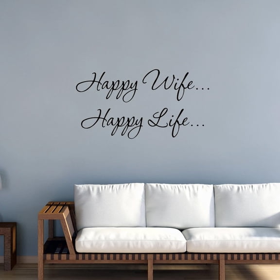 VWAQ Happy Wife... Happy Life... Family Wall Decal Quotes Bedroom Bathroom Wall Art - 1700