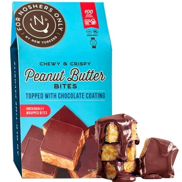 For Noshers Only - Peanut HYZ01 Butter Bites - Kosher Vegan Gluten Chocolate Peanut Butter Crispy Rice Treats - Vegan Dessert, Sweet Snack Packs - Individually Wrapped Snacks (Box of 8) Chocolate