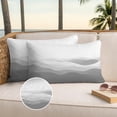 thumbnail image 3 of Grey Ombre Outdoor Pillow Covers 20x12 Set of 2, Waterproof Patio Throw Pillowcase Protectors, Summer Minimalist Ocean Waves Lumbar Decorative Pillow Shams Cushion Covers for Seat Bed Couch Sofa, 3 of 8