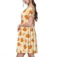 thumbnail image 2 of Daiia Autumn Leaves And Pumpkins Print Women's Dresses 2025 Trendy Short sleeve Dresses Casual Baggy Flowy Maxi Sun Dresses, 2 of 6