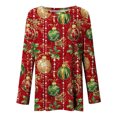 thumbnail image 5 of FDGIU Cute Christmas Graphic Tee for Women, Long Sleeve Crewneck Blouse, Cozy Loose Fit for Holiday Parties, 5 of 5