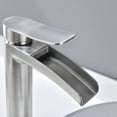 thumbnail image 3 of Brushed Nickel Tall Bathroom Vessel Sink Faucet, Single Hole Single Handle Waterfall Modern Bathroom Faucet, with Pop Up Drain and Water Supply Line,, 3 of 9