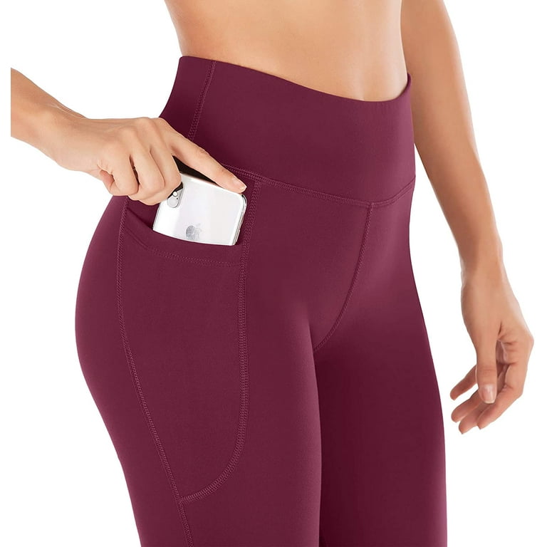 Yoga Pants for Women with Pockets High Waisted Workout Pants for Women  Bootleg Work Pants Dress Pants,Wine,Medium,F82005 