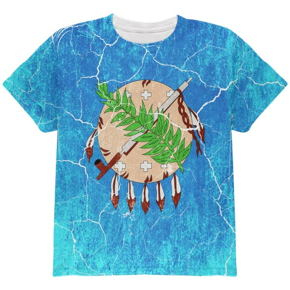 Oklahoma Vintage Distressed State Flag All Over Youth T Shirt Multi YSM