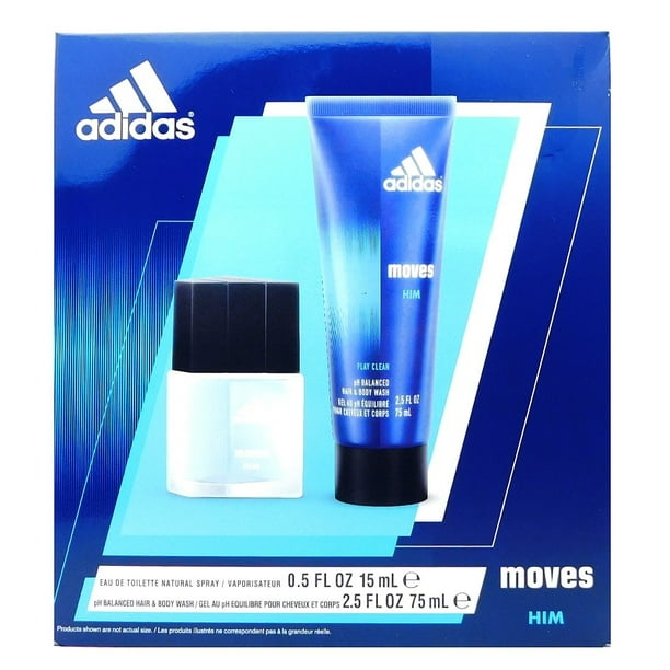 Adidas Moves Him 2 Pc Set Eau de Toilette .5 Fl Oz., pH Balanced Hair
