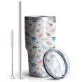 thumbnail image 2 of 30oz White Cartoon Dinosaurs Colorful Pattern Tumblers Stainless Steel Tumbler with Lid and Straw,Vacuum Insulated Double Wall Travel Tumbler Cups Mug with Cleaning Brush for Coffee,Tea, 2 of 7