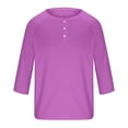 thumbnail image 3 of VSSSJ Mens 3/4 Sleeve Henley Shirt Button Up Solid Color Shirt Top Comfortable Breathable Round Neck Casual Stylish Pullover Shirt Hot Pink XXXL, 3 of 5