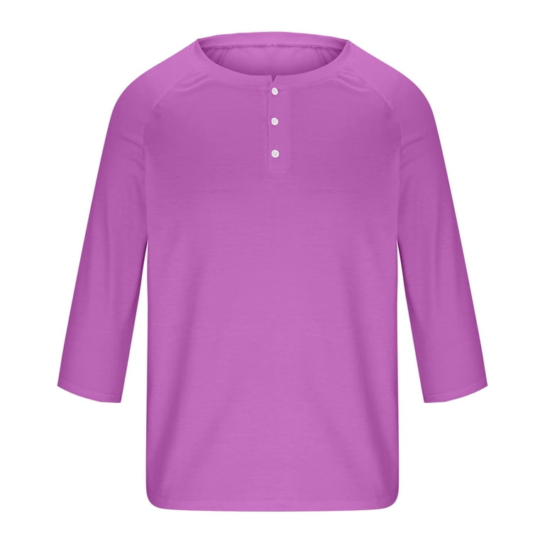 HAOTAGS Men's Henely Shirt, 3/4 Sleeve Button Basic T-Shirts