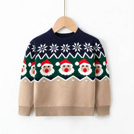 

THE WILD Toddler Youth Teen Boys Girls Christmas Cartoon Knit Print Sweater Knitwear
