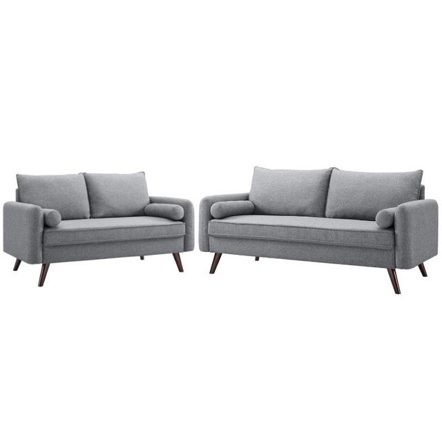 Mid Century Moderne 2 Pièce Canapé et Causeuse Ensemble en Gris