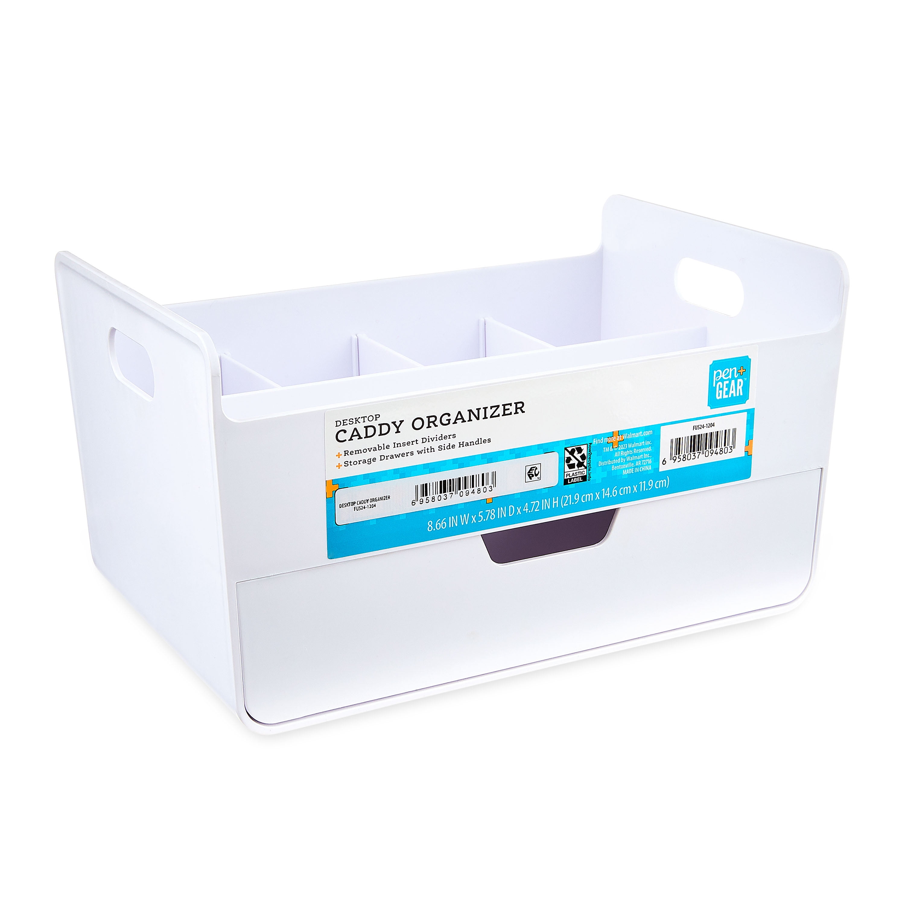 Pen+Gear Plastic Desktop Caddy Organizer with Multiple Compartments, White