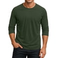 thumbnail image 2 of Men's Long Sleeve Round Neck Raglan Three Quarter Sleeve T-Shirt Top for Spring Fall Casual Style,Dark Green,3XL, 2 of 8