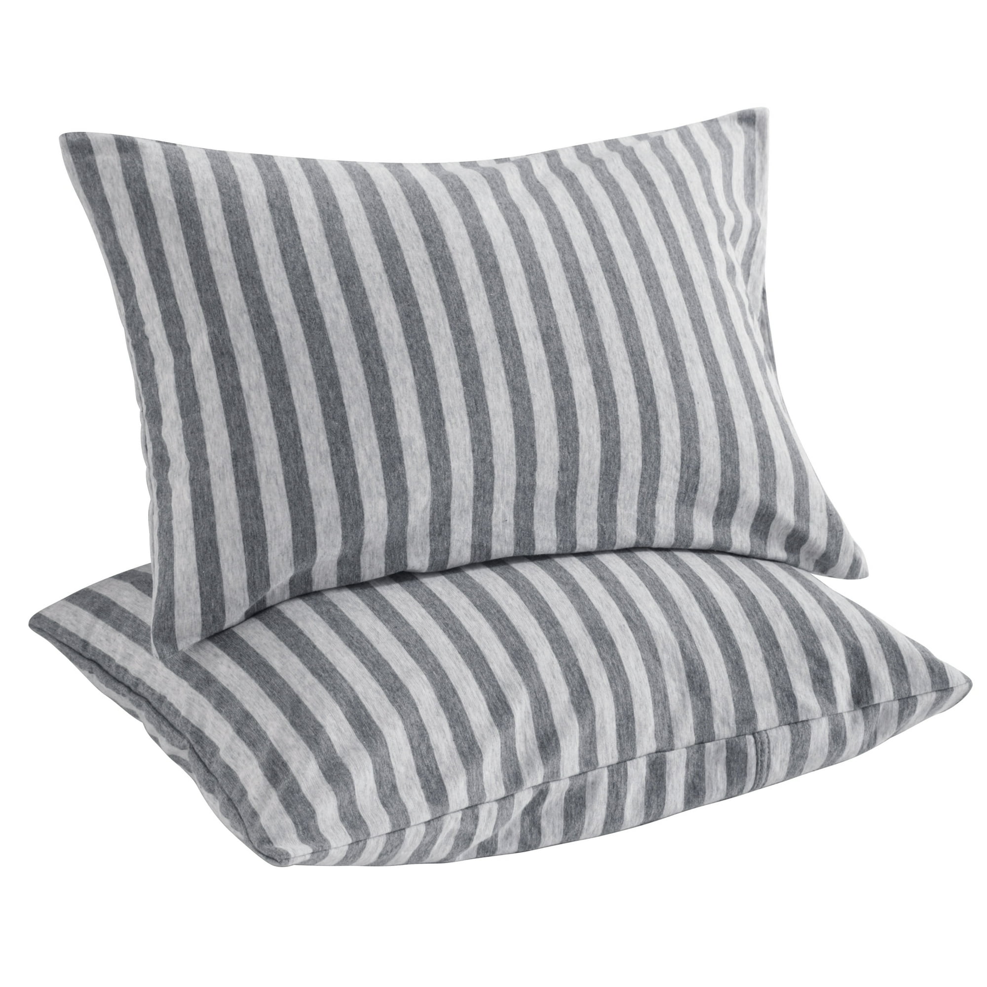 Ntbay 2 Pack Natural Jersey Cotton Toddler Pillowcases, Soft and Breathable Travel Pillow Cases with Envelope Closure, 13" x 18", Gray Stripe