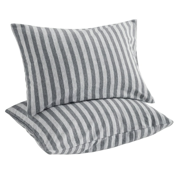 Ntbay 2 Pack Natural Jersey Cotton Toddler Pillowcases, Soft and Breathable Travel Pillow Cases with Envelope Closure, 13" x 18", Gray Stripe
