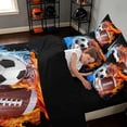thumbnail image 4 of Manfei Boys Rugby Queen Bedding, Soccer Football Sports Bedding Comforter Set Queen, Black Orange Brightblue, Black Reversible 7pcs, 4 of 6