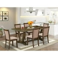 thumbnail image 2 of East West Furniture 7 Piece Modern Kitchen Table Set - A Distressed Jacobean Top Wooden Table with Trestle Base and 6 Dark Khaki Linen Fabric dining chairs - Distressed Jacobean Finish, 2 of 2