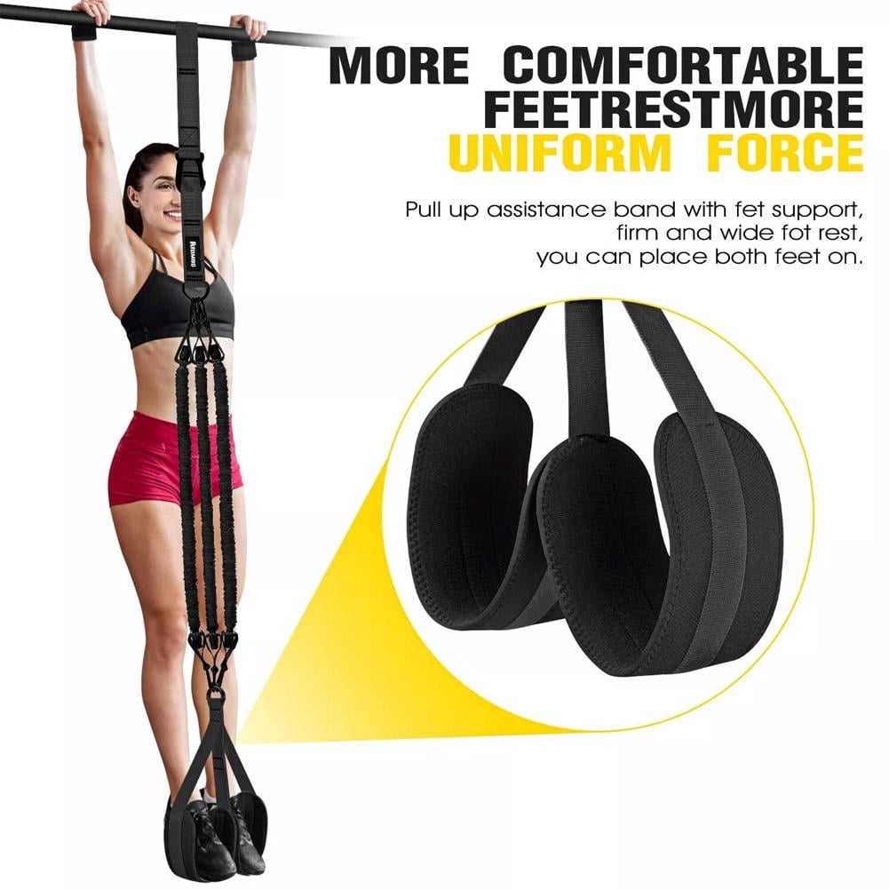 Pull Up Assistance Bands 75-225lbs, Heavy Duty Resistance Band Set for Workout, Strength Training Equipment with Adjustable Foot Rest