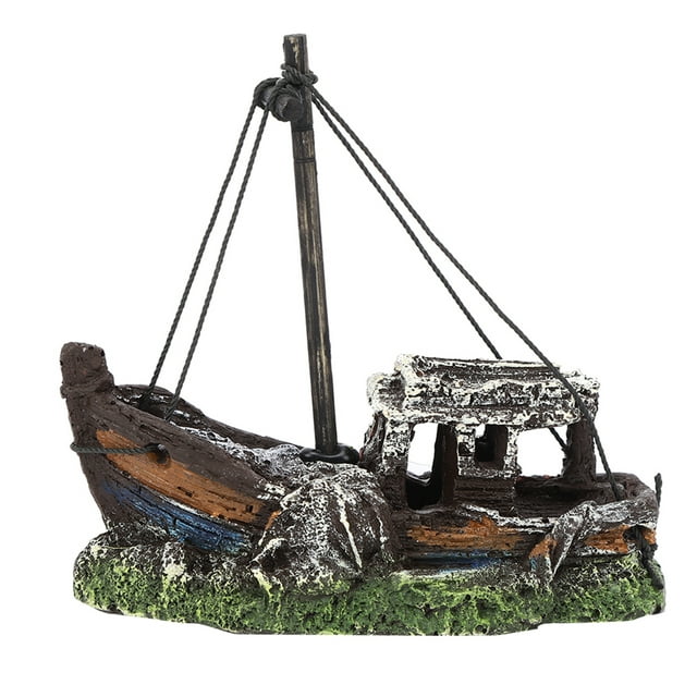 Beautiful Aquarium Shipwreck, 1PCS High Simulation Aquarium Resin Shipwreck, For Fish