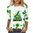 thumbnail image 2 of xixinqiwan Womens St Pats Funny T Shirts,Womens Cute Graphic Floral Tees Long Sleeve Summer Blessed T Shirt Irish Festival Tops, 2 of 6