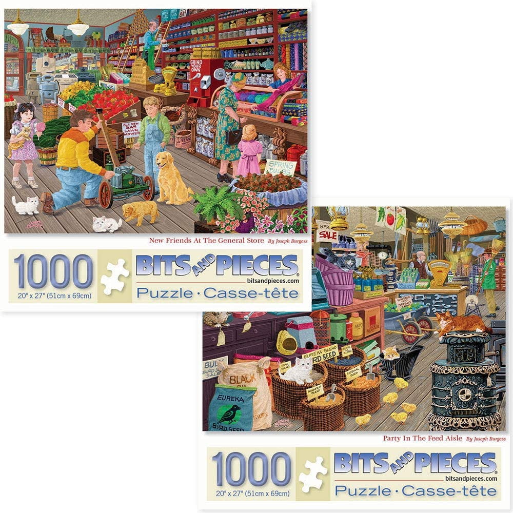 Bits and Pieces Value Set of Two (2) 1000 Piece Jigsaw Puzzles for Adults Measures 20" x 27