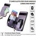 thumbnail image 4 of Allytech for Google Pixel 6 Case Cover, Detachable Crossbody Shoulder Strap Cards Slots Large Space Zipper Wallet Pocket Case Cover for Girls Women - Purple, 4 of 10