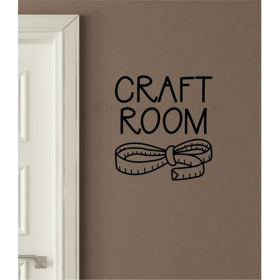 Craft Room Decor Wall Art Stickers Tape Measure Vinyl Lettering Decals Hobby 21.5x23-Inch Black