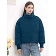 thumbnail image 4 of Women'S Winter Cropped Puffer Jacket Coat Short Warm Quilted Jacket Blue XS, 4 of 8