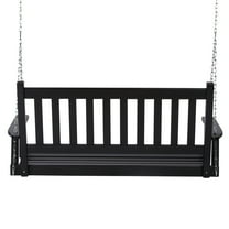 Shine Company Hardwood Patio Porch Swing with Hanging Chains in Black