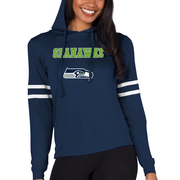 Women's Concepts Sport College Navy Seattle Seahawks Marathon Lightweight Lounge Pullover Hoodie