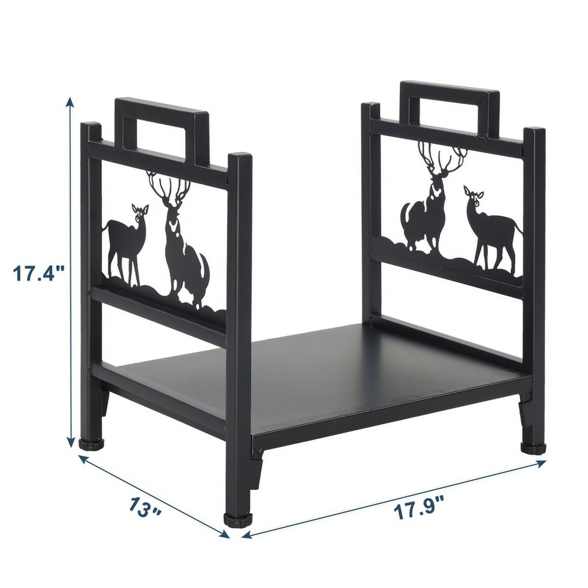 Single Layer Firewood Holder Weatherproof Firewood Rack with Tool Hooks, Indoor/Outdoor Use, Black