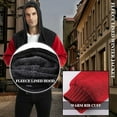thumbnail image 3 of SPEEDRUN Hoodie Men Zip Up Sherpa Lined Hoodie Mens Gray Zip Up Fuzzy Jacket Winter Coats Black&Red 3XL, 3 of 5