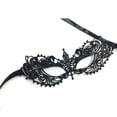 thumbnail image 2 of FELTECHELECTR Antifaz veneciano de encaje sexy para mujer con diamantes para fiesta de disfraces de cosplay (negro), 2 of 6