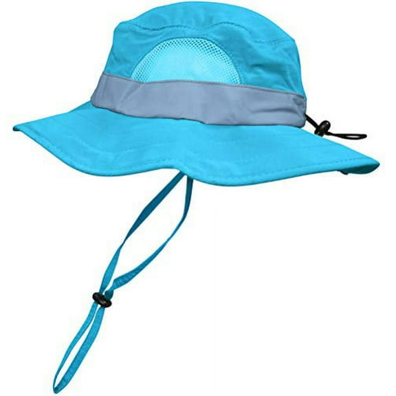 Eagle Eye Explorer Kids Safari Floppy Bucket Hat Backyard Outdoor Adventure for Boys & Girls. Sure Fit Adjustable Head Band, Wide Brim, Hat Band, Chin Strap & Large Mesh Ventilation Panels. Blue S/M