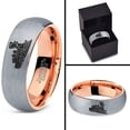 thumbnail image 4 of Tungsten Train Trains Transportation Cargo Rail Band Ring 7mm Men Women Comfort Fit 18k Rose Gold Dome Brushed Gray Polished, 4 of 4