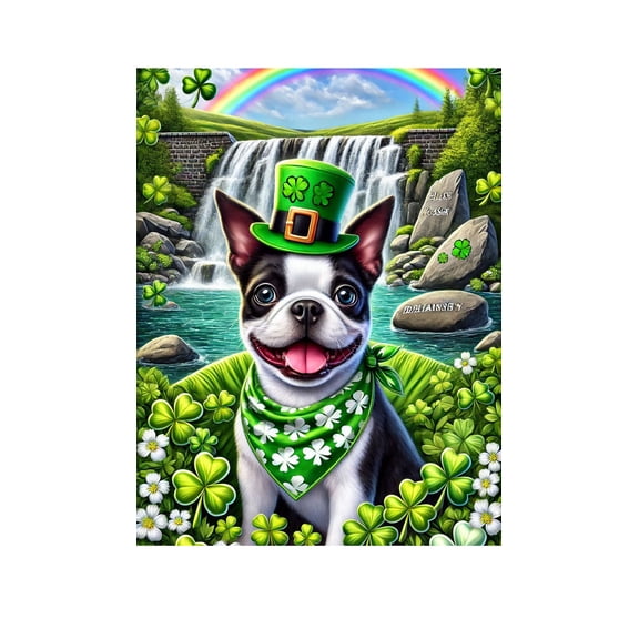 Boston Terrier- Best of Breed DCR Saint Patricks Day Garden Flag 12" x 17"