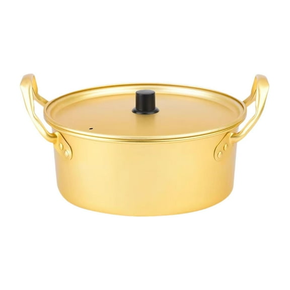 TISHITA Korean Ramen Pot Kimchi Soup Pot Double Handle Small Cooking Stockpot Household Aluminum Seafood Pot Korean Ramen Noodle Pot 20cm
