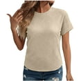 thumbnail image 2 of Posijego Summer Tops for Women Textured Short Sleeve Crew Neck Casual T-Shirts Spring Soft Tunic Shirt for Ladies, 2 of 9