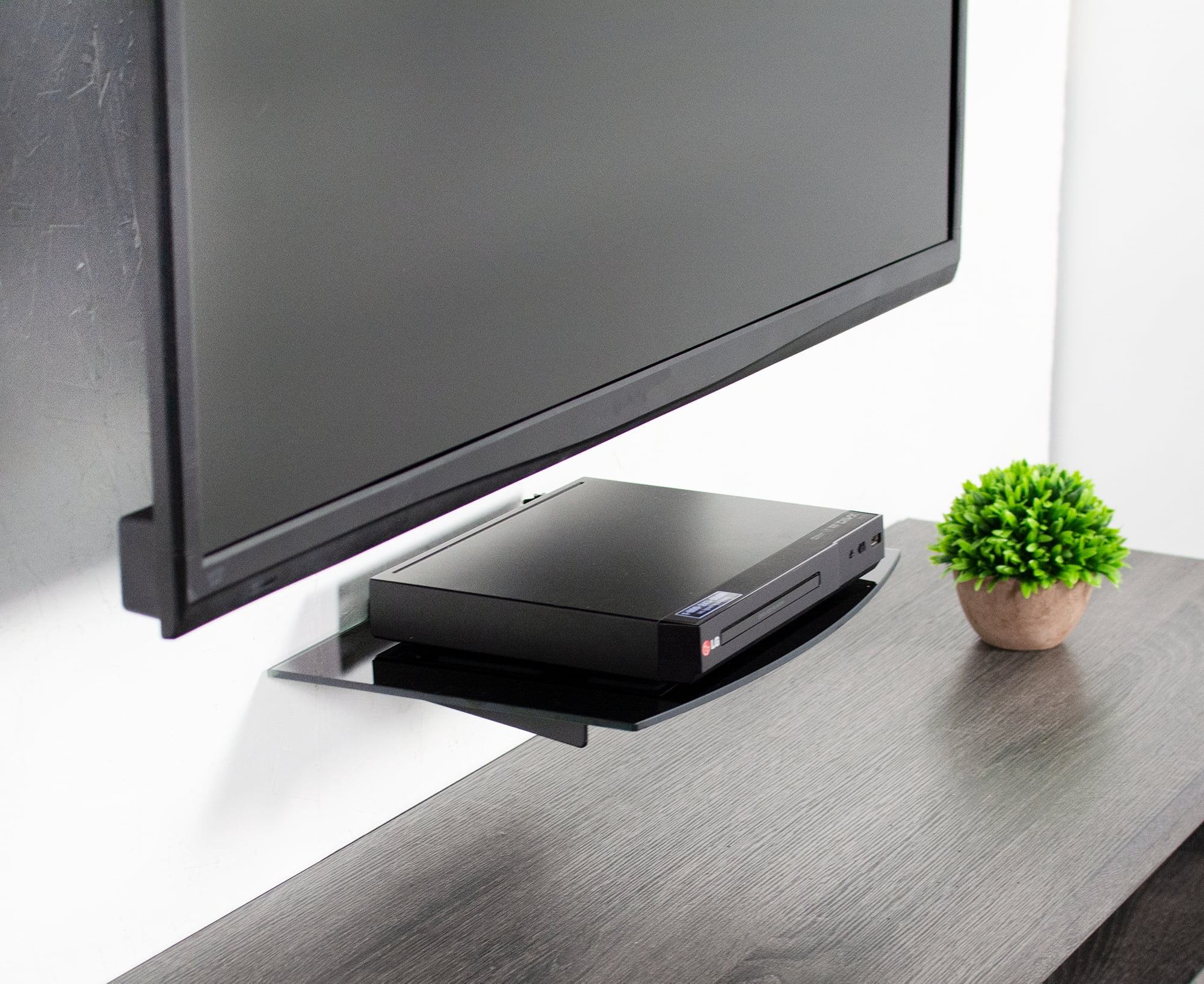 VIVO Black 23" to 55" Screen Adjustable TV Wall Mount & AV, DVD Floating Shelf
